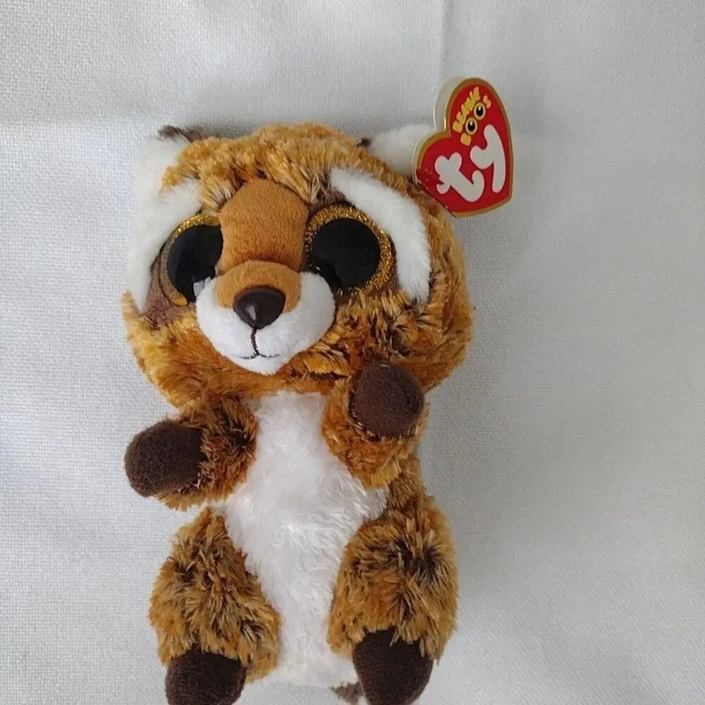 Ty Beanie Boos Rusty Raccoon Plush Stuffed Animal Toy Small Brown Soft Cute